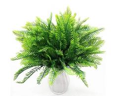 Cattree Künstliche Sträucher Sträucher aus Kunststoff, Gras künstliche Pflanzen Hochzeit Indoor Outdoor Haus Garten Veranda Küche Büro Tischdeko Arrangements Weihnachten Dekoration Leaves Grass-green White-4 Pcs