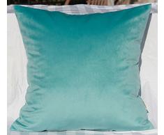 TangDepot Kissenbezug, Samt, sehr luxuriös, weich, Größen erhältlich Art Deco 24 x 24 Hellblaugrün