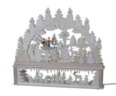 SchwibboLa KB 10-104 Erzgebirgischer Doppelt Beleuchteter Schwibbogen inklusive Erhöhung mit Zertifizierung, 52 x 42 cm 10-104