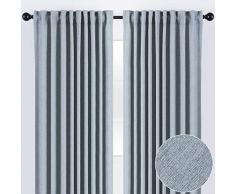 Chanasya Zweifarbige strukturierte Vorhangpaneele für Wohnzimmer, Schlafzimmer, Fenster, Terrasse, Büro, teilweise verdunkelnde Fensterbehandlung, Vorhänge für Zuhause, Dekoration, 2 Stück, 132,2 x 243,8 cm Panels – hellblau