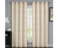 Royal Betten Bali Vorhänge, 100% Verdunkelung Thermo Isoliert, Top Tülle, Jacquard Gewebt Bali Fenster Panels mit Tapete Stil, Paar/Set von 2 Panels, 137,2 cm Breite, von 108 WX84 L Pair Beige