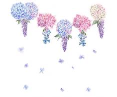 Amaonm Creative Abnehmbare 3D hellblau und weiß Pfingstrose Blumen Wandaufkleber DIY Peel and Stick Art Decor für Wohnzimmer Kinderzimmer Baby Mädchen Kinderzimmer Wand Ecke Blumenmuster Lavendel
