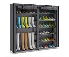 UDEAR 7-Tier Tragbar Schuhregal Organizer Schuhe Aufbewahrungsschrank mit, staubdicht, Boots Style Grau