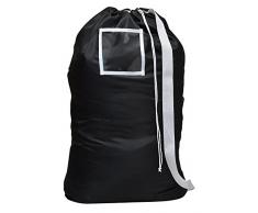 Wäschesack mit Schultergurt von Handy Laundry, 76 cm x 100 cm, 100% Nylon in handelsüblicher Qualität, hergestellt in den USA, entworfen für täglichen Gebrauch, Aufbewahrungstasche, Nylon, Schwarz , 20 X 36