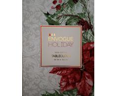 EnVogue Stoff Tischdecke 152,4 x 259,1 cm Winter Weihnachten Urlaub Muster Holly Rot Weihnachtsstern Kiefer Drei – Grün, Rot, Kirsche, Grau, Weiß 100% Baumwolle