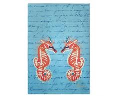 Betsy Drake GT100B Gästetuch mit Aufschrift Sea Horses, Korallenrot