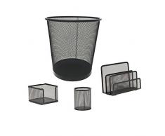 Mind Reader Mesh Schreibtisch Organizer Set mit Trash Can, schwarz, 4-teilig