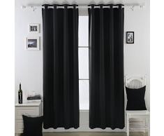 Deconovo ct0274d-3 1 Paar Fleece für Wohnzimmer isoliert Tülle Verdunkelungsvorhang, 132,1 x 241,3 cm schwarz