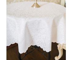Schmutzabweisend Türkisch weiß Tischdecke Polyester Tisch Leinen, rechteckig, quadratisch, rund, Wäschen leicht, nicht bügeln – Thanksgiving, Weihnachten, Abendessen, Hochzeit, Partys, weiß, Square 70x70