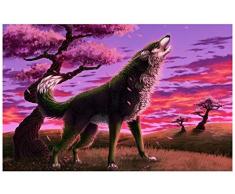 Mobicus DIY 5D Diamant Malen nach Zahlen Kit für Erwachsene, voller Bohrer Diamant Stickerei Dotz Kit Home Wall Decor-Wolf