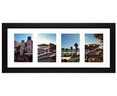 Golden State Art, Display (4) 4 x 6 Bilder, weiß Foto Holz Collage Rahmen mit Weiß Matte & Echtglas, holz, schwarz, 10 x 15 cm