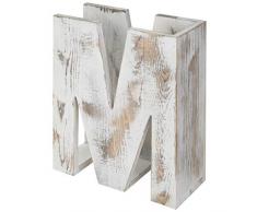 MyGift Zeitschriftensammler in M-Form, rustikal, weiß gekalktes Holz