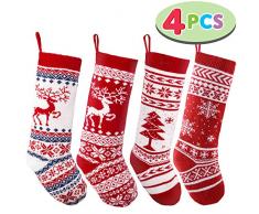 JOYIN Strickstrümpfe, Weihnachtsstrümpfe, Rentiere, Weihnachtsbaum, Schneeflocken, 45,7 cm, 4 Stück