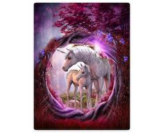 SXCHEN Decke Sofa Bett Überwurf leicht Cozy Plüsch Zweige weiß Einhorn lila Boden, Flanell, violett, 40x50