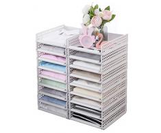 XiR Kleiderorganizer, 4 Packungen, stapelbar, mit Griff für Schrank, Schrank, ausziehbare Trennwand für Zuhause und Büro