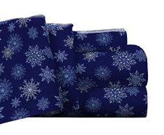 pointehaven Spannbetttuch aus Flanell, tiefes Einstecktuch mit Übergröße, Schneeflocken, Marineblau