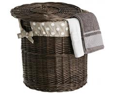 Wäschekorb aus Weide, Puff mit Deckel, moderner Wäschekorb, wengegrauer Korb mit Einem Stoff besetzt, Spielzeugbehälter