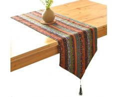 TideTex Boho Tischläufer, Quaste, Baumwolle, Hanf, Blumenmuster, 30,5 x 137,2 cm, Landhaus-Party, Urlaub, Tischdecke, Kommode, Esszimmer, TV, Couchtisch, Heimdekoration, Baumwoll-Leinen, D, 12 x 78 inch