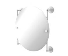 Allied Brass Que Round Frameless Rail Mounted Mirror Wandspiegel, matt weiß