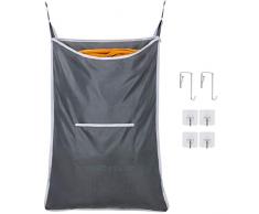 Chrislley Wäschesammler zum Aufhängen, platzsparende Taschen, zum Aufhängen an der Tür, Wäschesack mit Haken über der Tür, Wäschekorb, großer Wäschekorb 35 * 22 * 2 Inch A-Gery 1