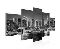 Bilder New York City Wandbild 200 x 100 cm Vlies - Leinwand Bild XXL Format Wandbilder Wohnzimmer Wohnung Deko Kunstdrucke Grau 5 Teilig - MADE IN GERMANY - Fertig zum Aufhängen 612251c
