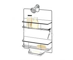 iDesign Duschablage zum Einhängen, Duschregal aus Metall mit 2 Körben, Handtuchstange und Rasiererhalter, Badregal ohne Bohren für Shampoo, Duschgel und Seife, mattschwarz