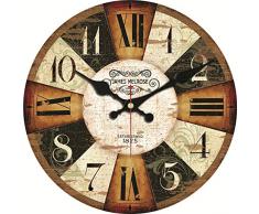 MEISTAR 30,5 cm Rund Vintage Rustikal Country toskanischen Stil aus Holz Home Dekorative Wanduhr batteriebetrieben 16 inch h