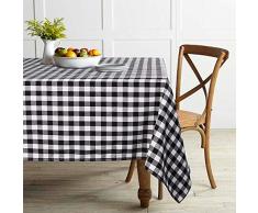 ColorBird Buffalo Plaid Tischdecke Polyester Baumwolle Kariert Tischdecke für Zuhause Küche Esszimmer Party Picknick Indoor Outdoor Rectangle/Oblong, 55 x 120 Inch schwarz