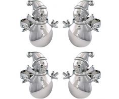 WeRChristmas Serviettenhalter Schneemann, Mehrfarbig, 6 cm, 4 Stück