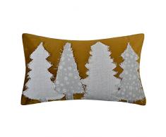KXB handgefertigt Überwurf Bezüge Kissen CHRISTMAS TREES Deko Kissen Aufnäher pillowslips rechteckig Kissenbezügen Home Bett Sofa Room Decor 12 x 20, Samt, gelb, 12 x 20 Inch