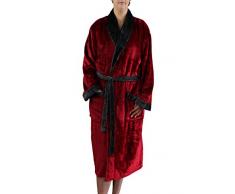 Gözze Damen und Herren Bademantel mit Schalkragen, Seiden-Feeling, Größe XL, Rot, 20014-37-4