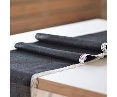 AHOLTA Design Tischläufer aus türkischem Leinen – rechteckiger Tischläufer – ideal für Familienessen, Kaffee, Küche, Tisch, Outdoor, Picknick, Tischläufer, Thanksgiving Weihnachten 14 x 84 Black Metallic Lace