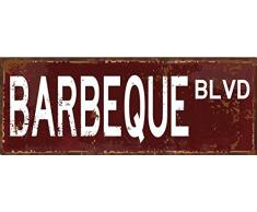 Homebody Accents Grill BLVD Straßenschild aus Metall, Terrasse Décor, Outdoor Living, Küche Dekor