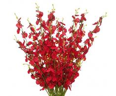 OMYGO Künstliche Orchideen, Seidenblumen, 12 Stück (je 96,5 cm), für Hochzeiten, Feste, Partys, Zuhause, Büro, Dekoration, Vase Nicht im Lieferumfang enthalten rot
