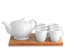 Chio Kaffeeservice mit Basis aus BambÃ¹, Weiß/Holz, 7 Stück