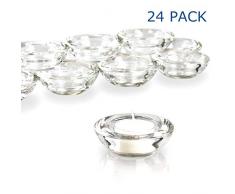 Elivia Teelichthalter aus Glas, rund, 7,6 cm Durchmesser, 24 Stück