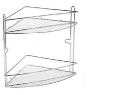 Home Eckregal mit Saugnapf, 2 Etagen, filocromato, Stahl, 29 x 20 x 24 cm