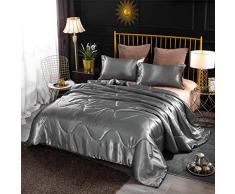 A Nice Night Satin seidig weiche Steppdecke Sexy Super Soft Microfaser Bettwäsche Bettset Full/Queen, leicht beschwert Art Deco Queen(88-by-88-inches) Silber