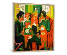 Gerahmtes Bild von Ernst-Ludwig Kirchner Kaffeetisch, Kunstdruck im hochwertigen handgefertigten Bilder-Rahmen, 100x100 cm, Silber Raya