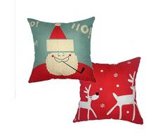 Glorybox 2 Stück Weihnachtsdekorative Kissenbezüge Baumwolle Leinen Weiche Solide Kissenbezüge Dekorative quadratische Retro Karomuster Plaids Home Decor Design Set Sofa Schlafzimmer Wohnzimmer Büro 2 pieces, 18x18 Gewebte