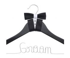 Ella Celebration Groom Aufhänger für Smoking oder Anzug, Kleiderbügel für Braut Partei, Holz und Draht, schwarz Holz Groom