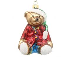 CDL-Glasornamente, mundgeblasen, 7,6 cm, 10,2 cm, 12,7 cm, in verschiedenen Größen und Farben und Designs erhältlich, glas, 10,2 cm, Teddybär G05