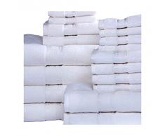 ISABELLA CROMWELL Handtuch-Set, luxuriös, superweich und sehr saugfähig, Zero Twist, 100% Baumwolle, 18-teiliges Set (6 Badetücher, 6 Handtücher und 6 Waschlappen) weiß