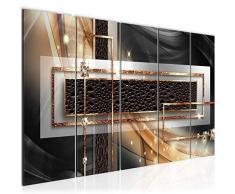 Bilder Abstrakt Wandbild 150 x 60 cm Vlies - Leinwand Bild XXL Format Wandbilder Wohnzimmer Wohnung Deko Kunstdrucke Braun 5 Teilig - MADE IN GERMANY - Fertig zum Aufhängen 021156a