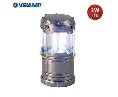Velamp PUSHUP LED Camping Laterne 200 Lumen Abnehmbare, kompakte, hängbare, superhelle Campinglampe für Notfall, Wandern Angeln Trekking, Kunststoff, Grau