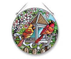 Amia Paar Cardinals handgemaltes Glas Kreis Sonnenfänger, 6–1/5,1 cm