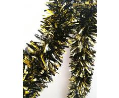 ShinyBeauty Folie Lametta Girlande 8,6 cm X6.5 Füße, glänzend Weihnachtsbaum Oder Urlaub Dekoration – tg002 6.5FT Schwarz/Gold