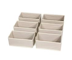 Diomell 6er-Pack faltbare Stoff-Aufbewahrungsboxen für Kleiderschrank Kommode Schublade Organizer Stoffkörbe Behälter Trennwand mit Schubladen für Kleidung Unterwäsche BHs Socken Dessous Kleidung Beige 060
