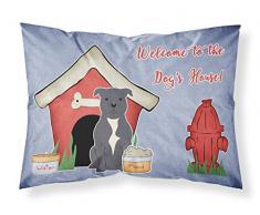 Caroline s Treasures bb2800pillowcase Hund House Collection Staffordshire Bull Terrier blau Stoff Kissenbezüge, Standard, Multicolor