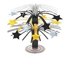 amscan 240053 Hollywood schwarz & gold Sterne Kaskade Tafelaufsatz 19 cm, Folie, Mehrfarbig